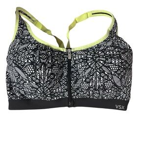 Victoria’s Secret black and white patterned zip-up sports bra